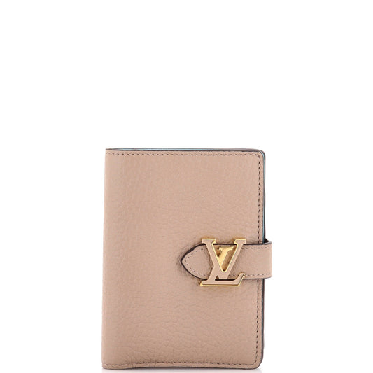 LV Vertical Wallet Taurillion Leather Compact