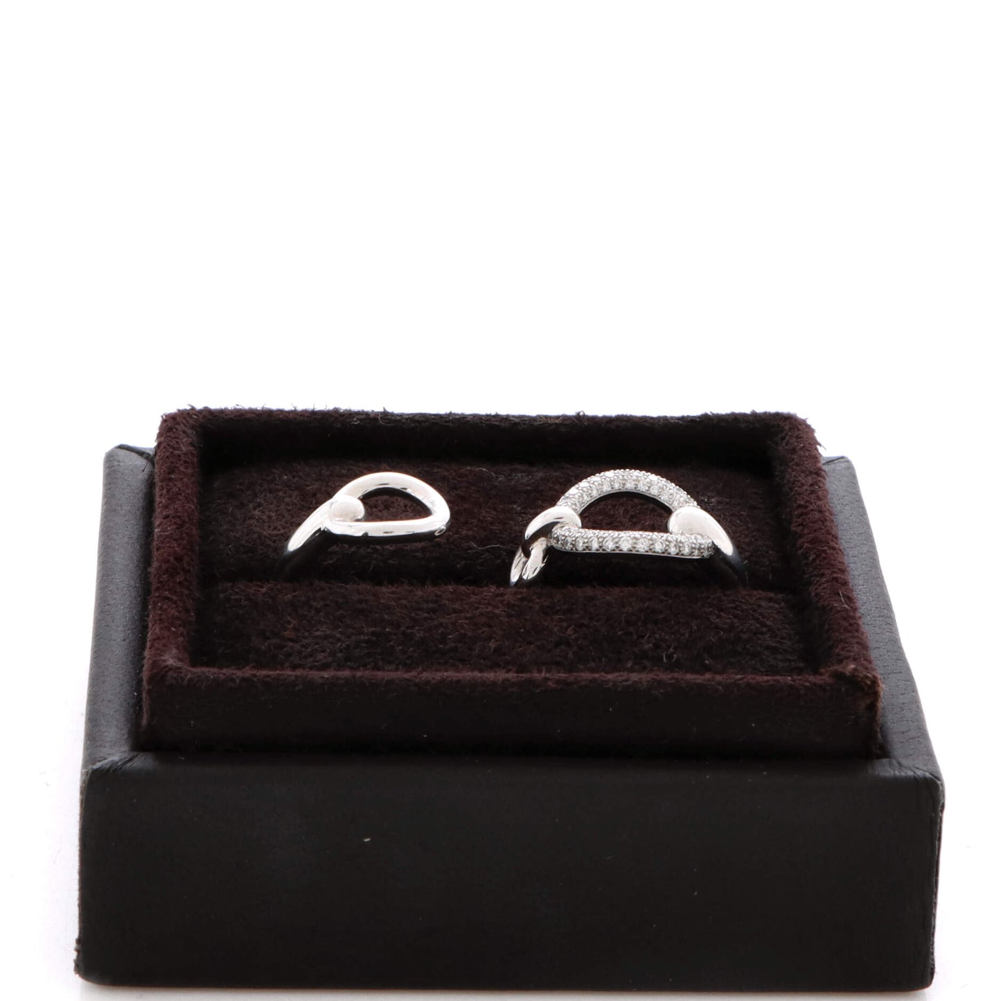 Filet d'Or Double Ring 18K White Gold with Diamonds Large