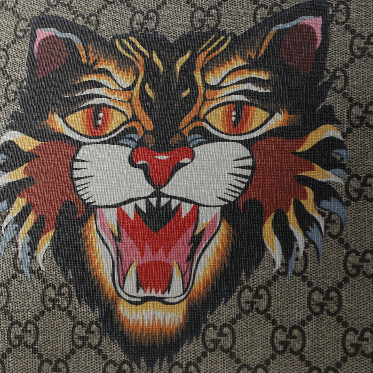 Zipped Pouch Angry Cat GG Coated Canvas Large