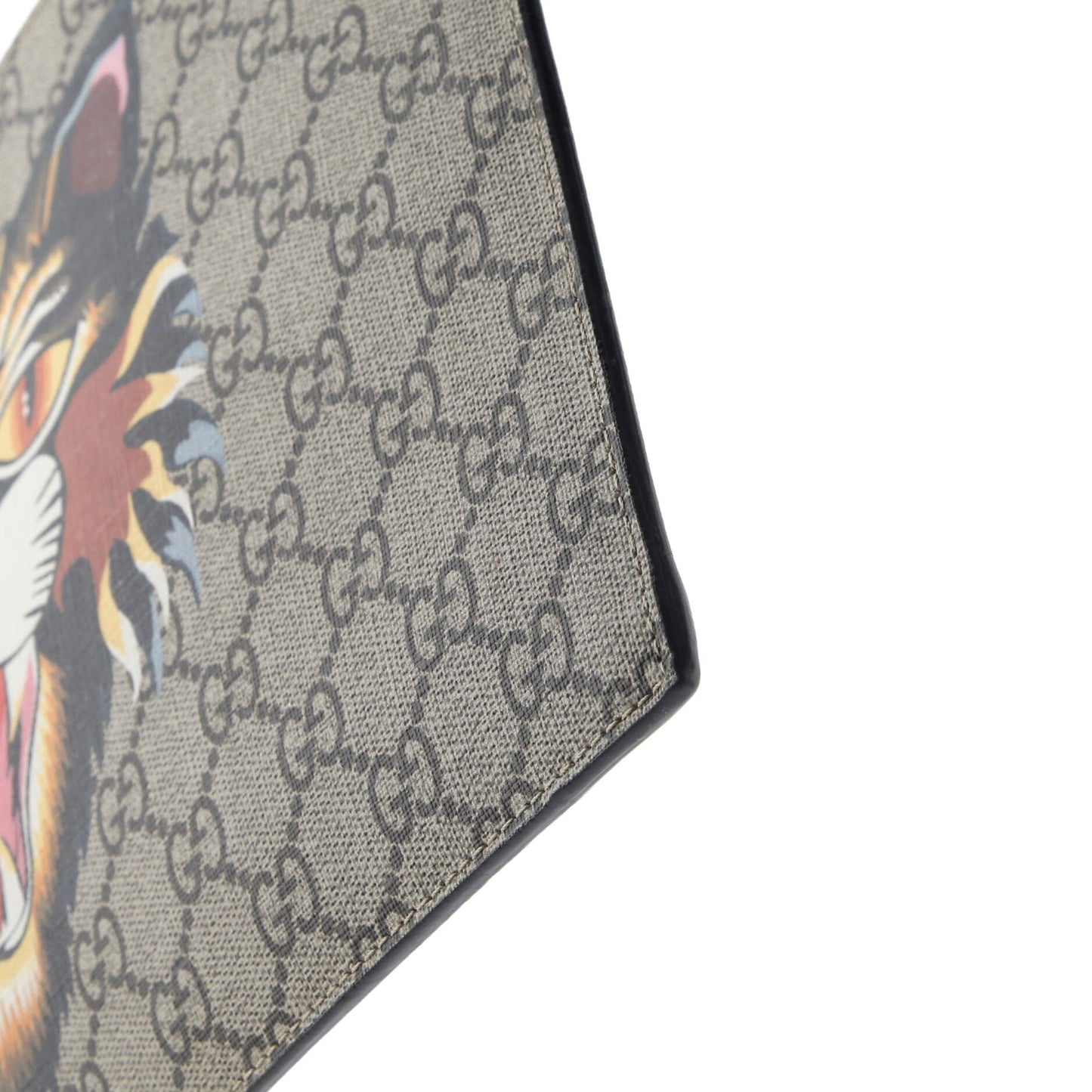 Zipped Pouch Angry Cat GG Coated Canvas Large