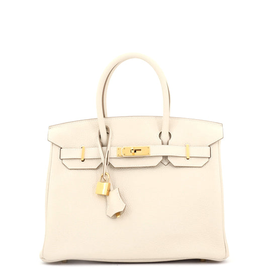 Birkin Handbag Light Clemence with Gold Hardware 30