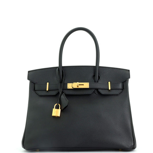 Birkin Handbag Noir Epsom with Gold Hardware 30