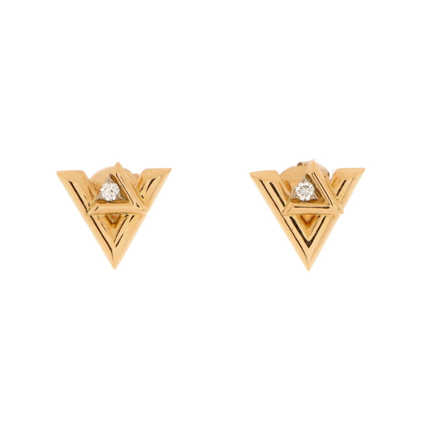 LV Volt One Stud Earrings 18K Yellow Gold with Diamonds