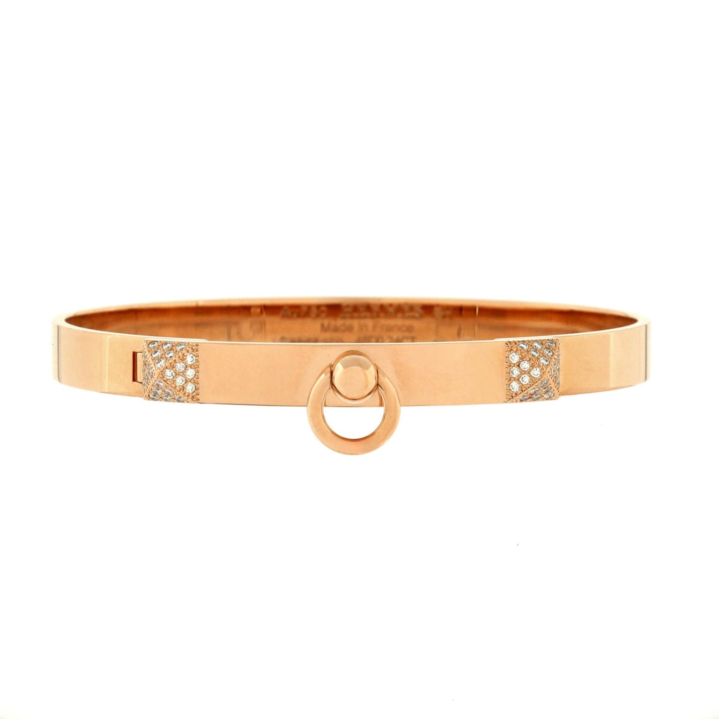 Collier de Chien Bracelet 18K Rose Gold with Pave Diamond Studs PM
