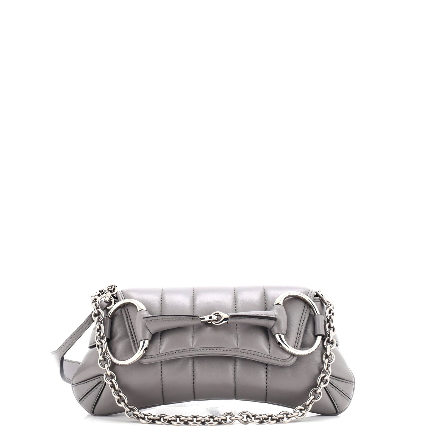 Horsebit Chain Shoulder Bag Vertical Quilted Leather Small