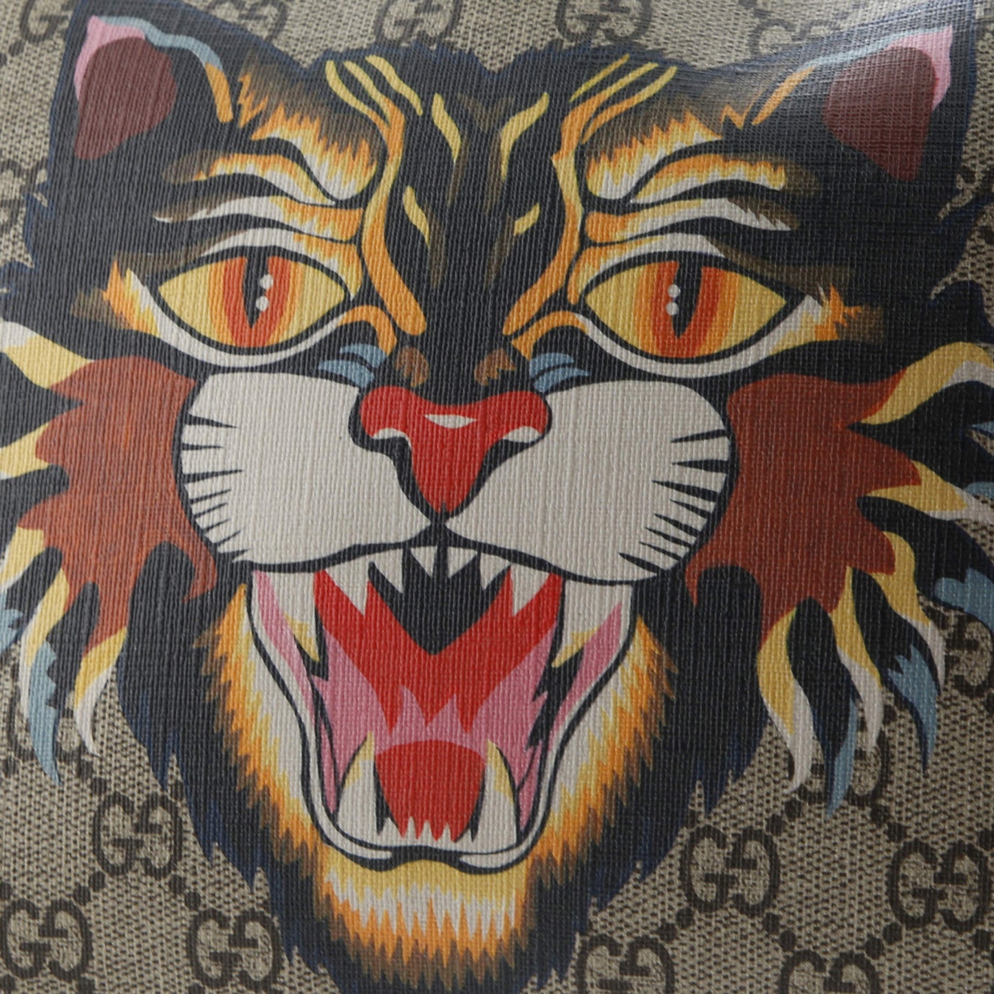 Zipped Pouch Angry Cat GG Coated Canvas Large