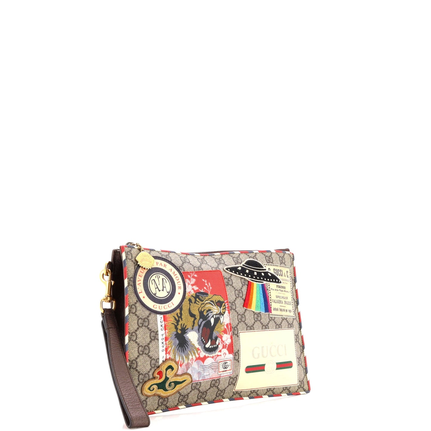 Courrier Pouch GG Coated Canvas with Applique