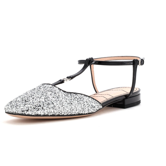 Women's GG Slingback Flats Glitter and Patent