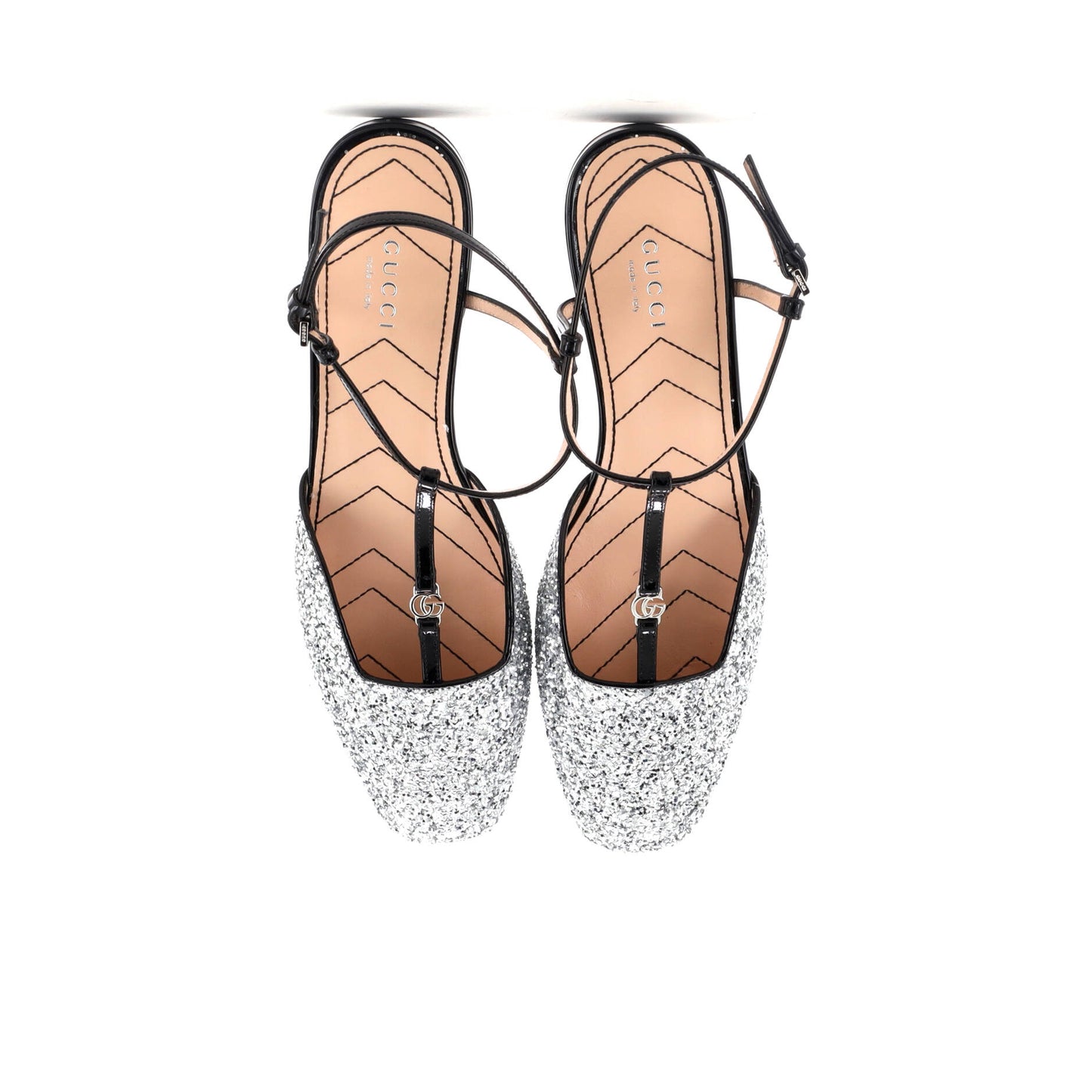 Women's GG Slingback Flats Glitter and Patent