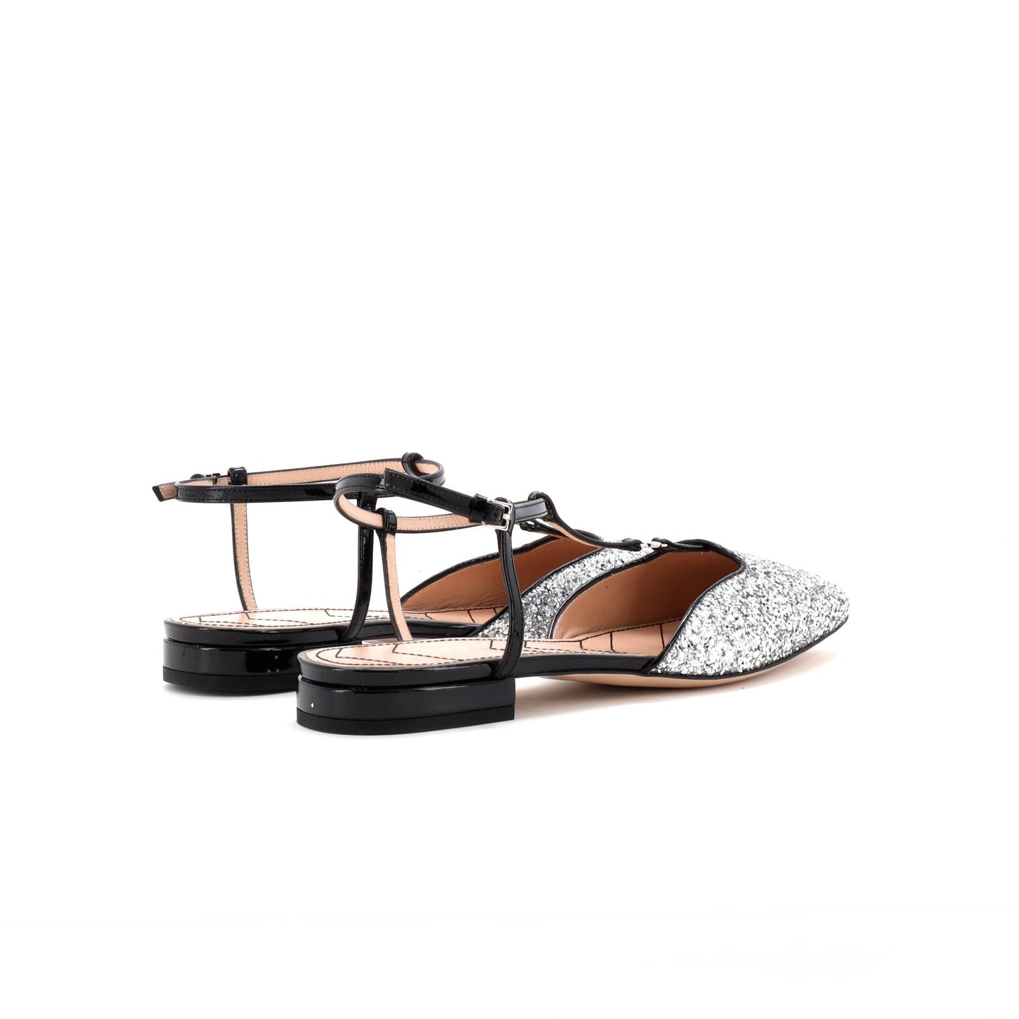 Women's GG Slingback Flats Glitter and Patent