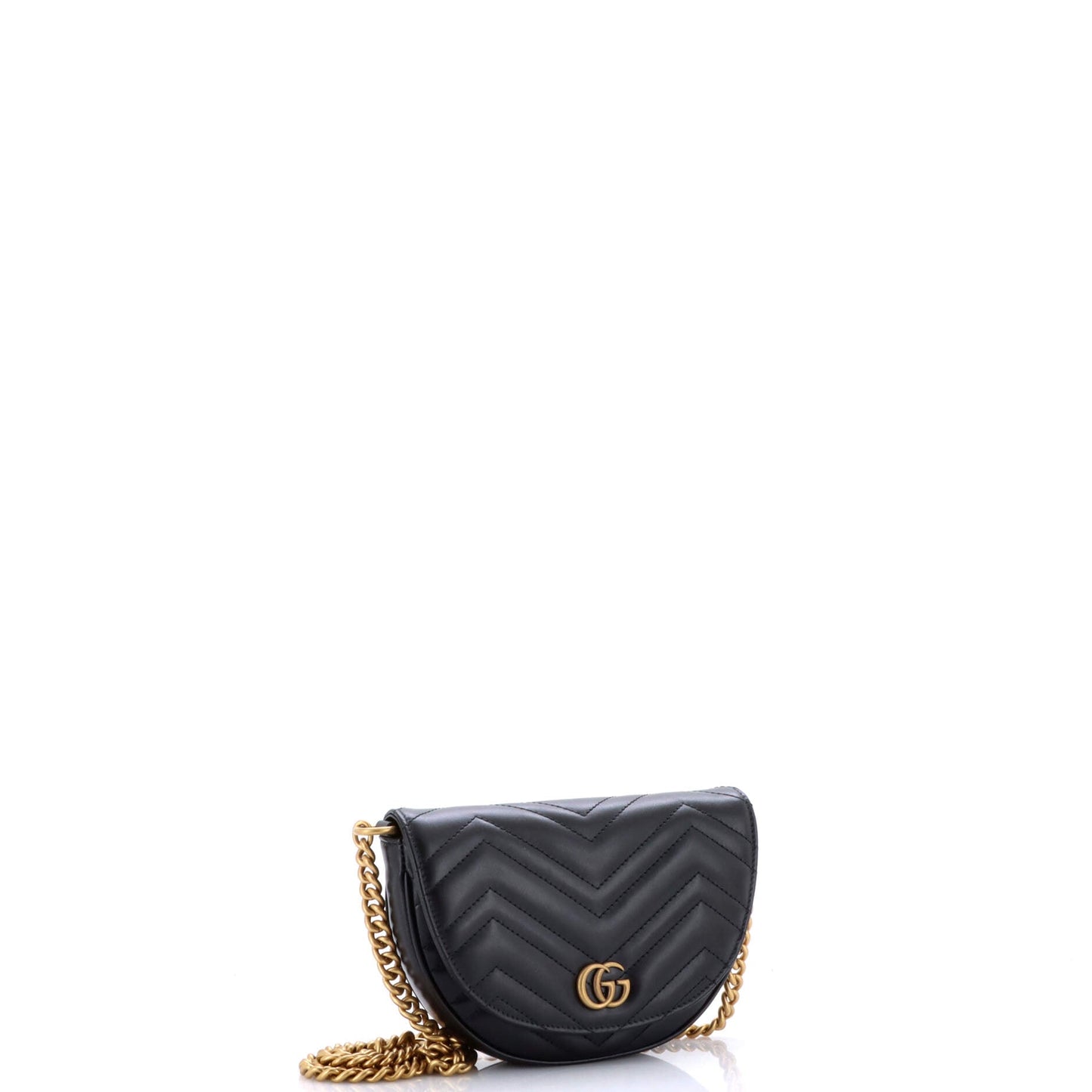 GG Marmont Half Moon Flap Crossbody Bag Matelasse Leather Mini