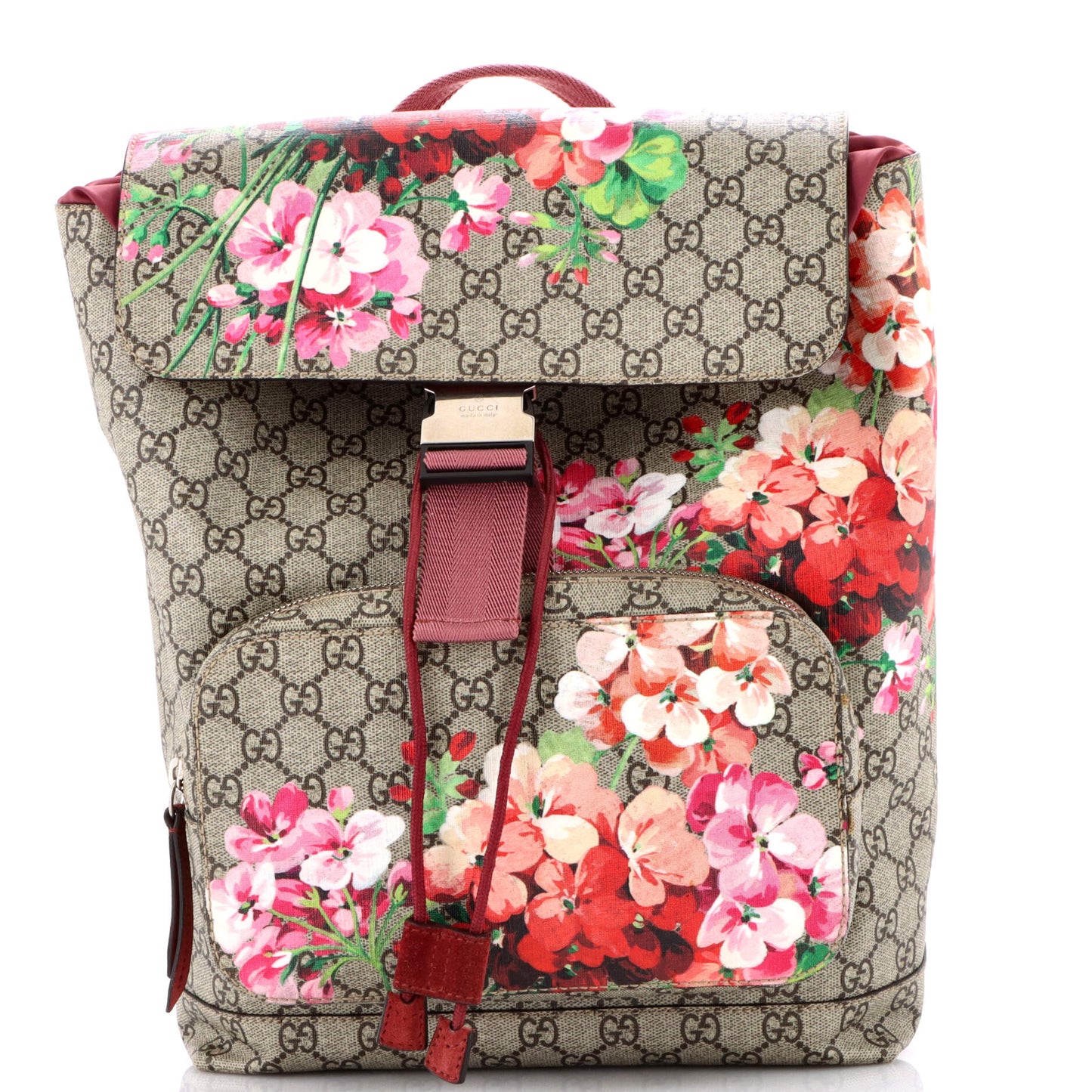 Buckle Backpack Blooms Print GG Coated Canvas Medium