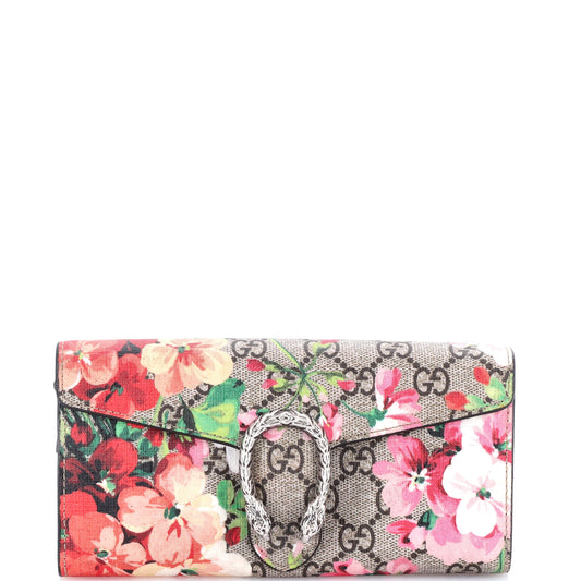 Dionysus Chain Wallet Blooms Print GG Coated Canvas Long