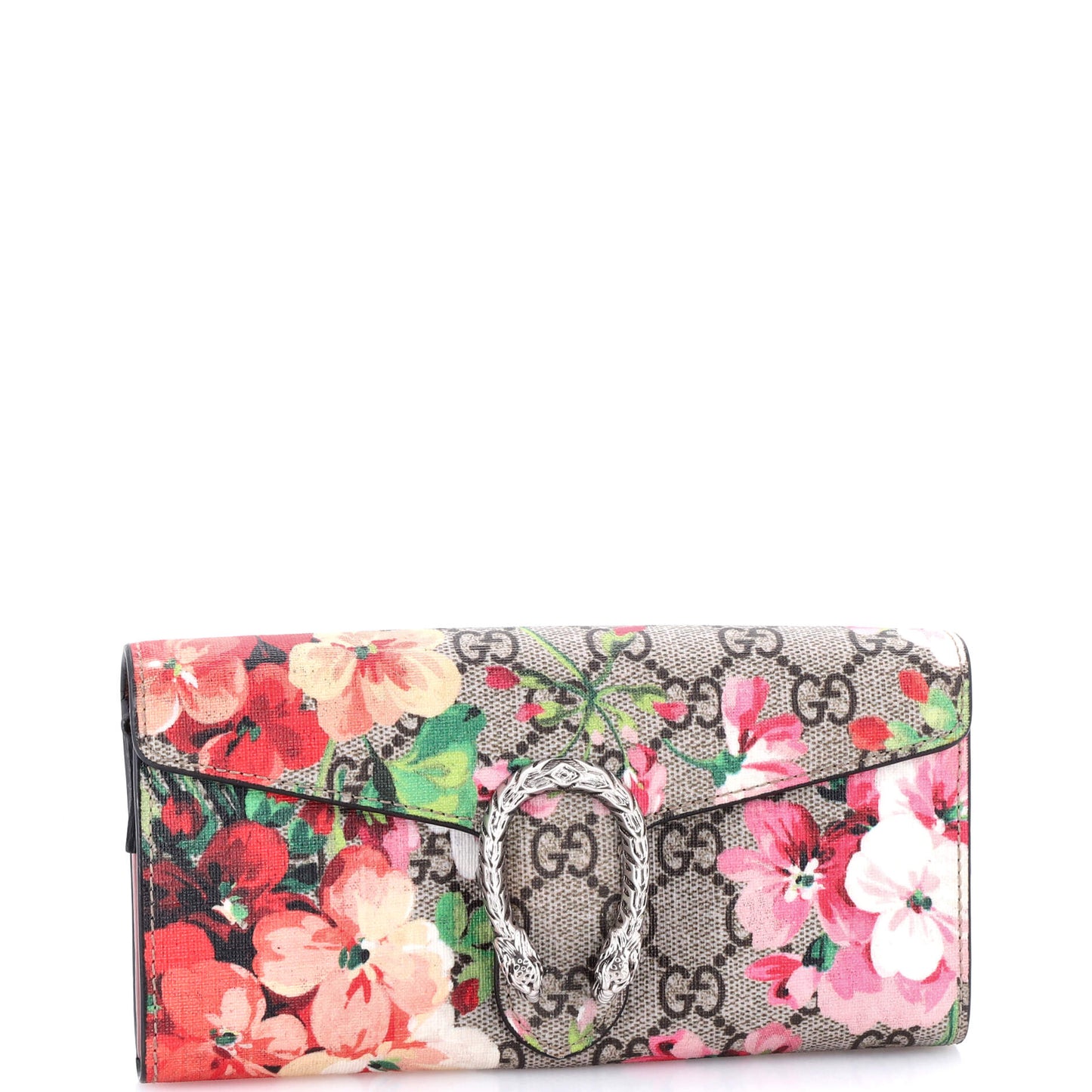 Dionysus Chain Wallet Blooms Print GG Coated Canvas Long
