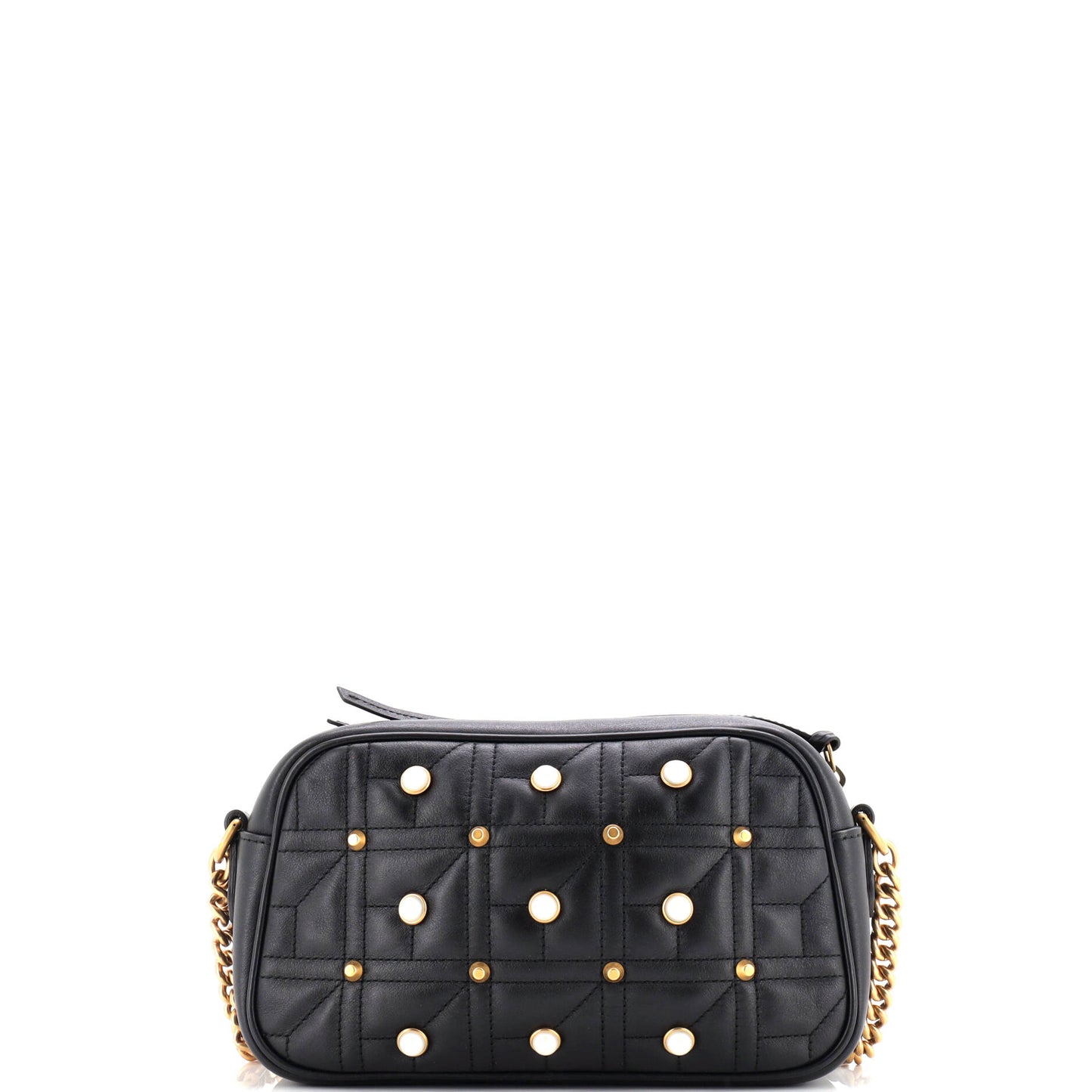 Pearly GG Marmont Shoulder Bag Embellished Matelasse Leather Small