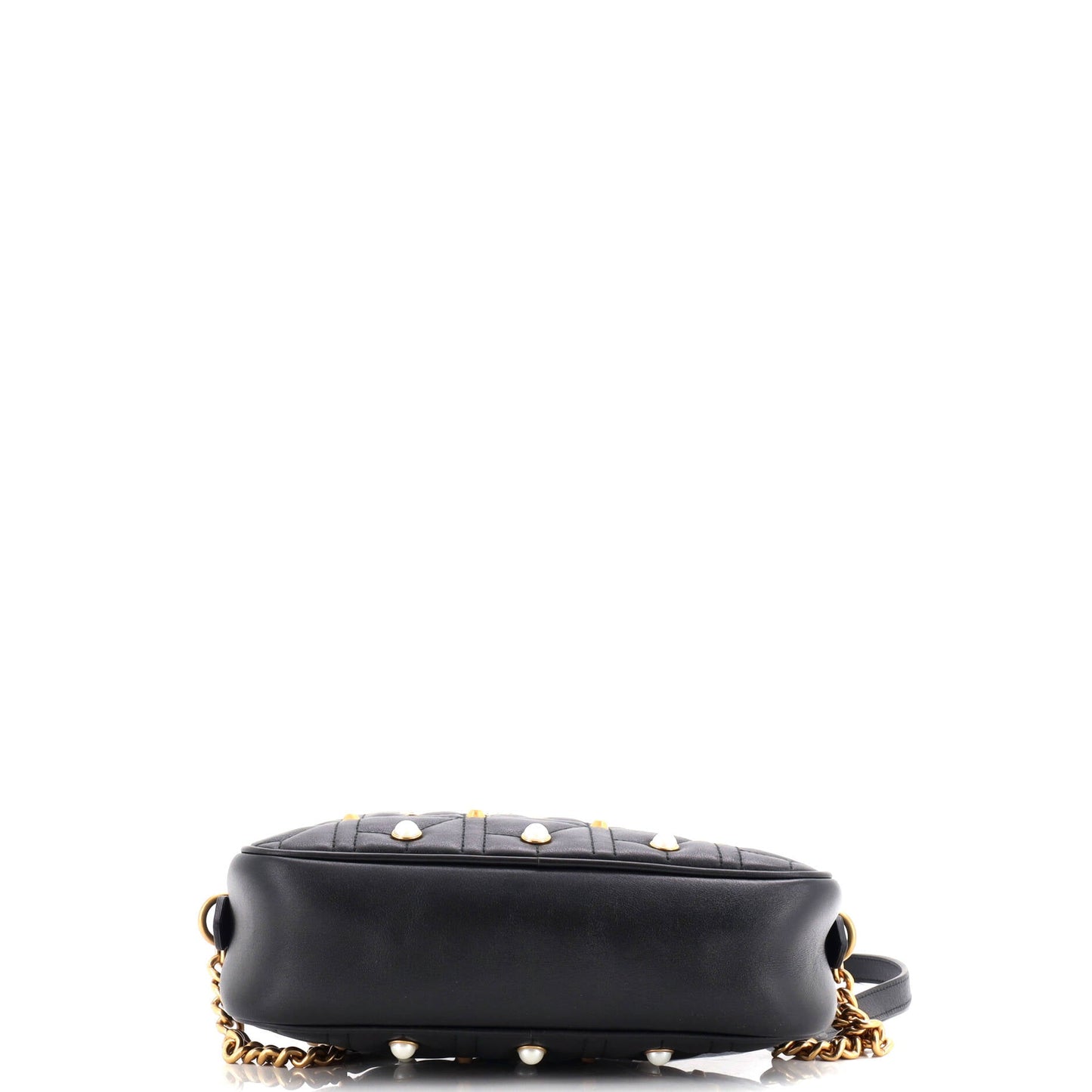 Pearly GG Marmont Shoulder Bag Embellished Matelasse Leather Small