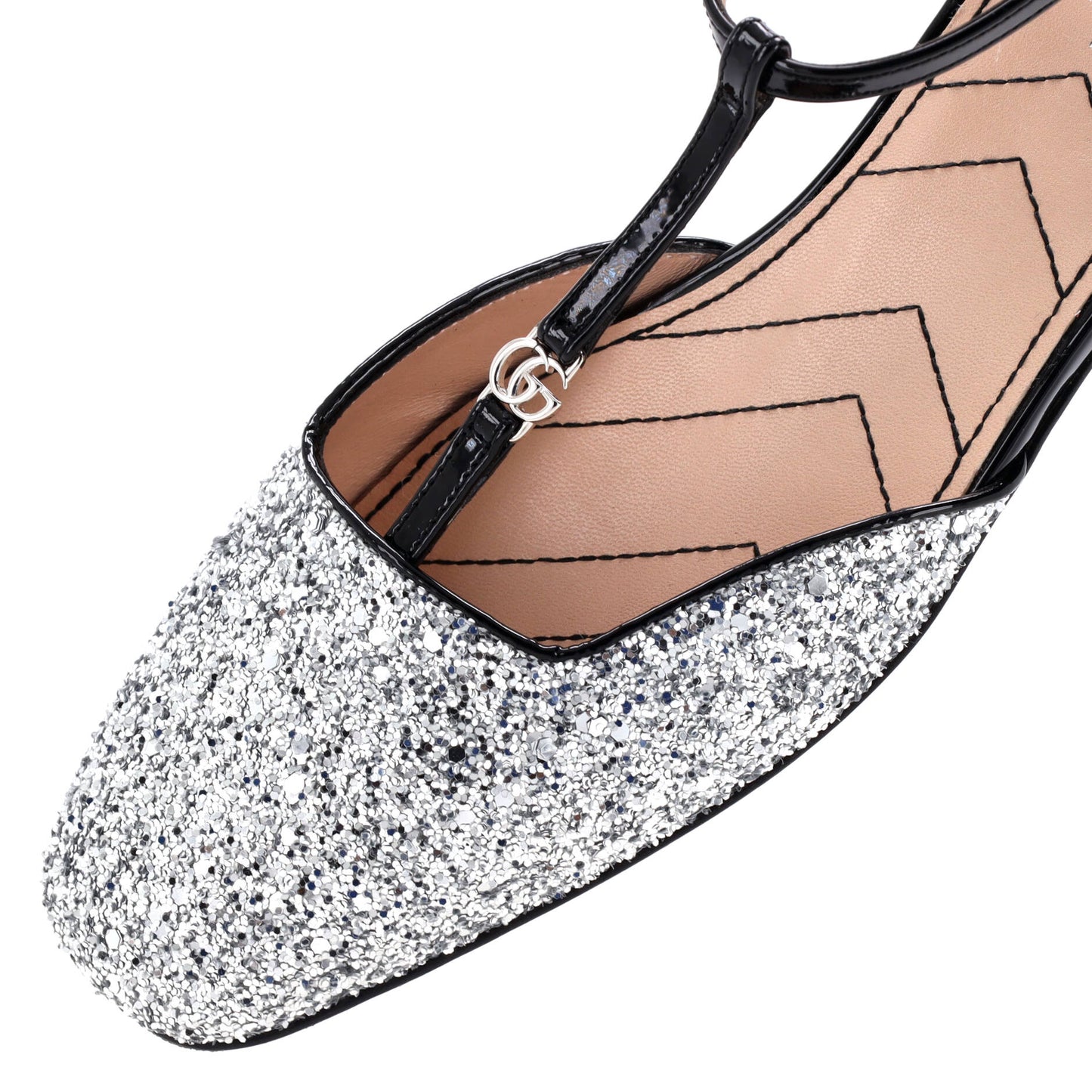 Women's GG Slingback Flats Glitter and Patent