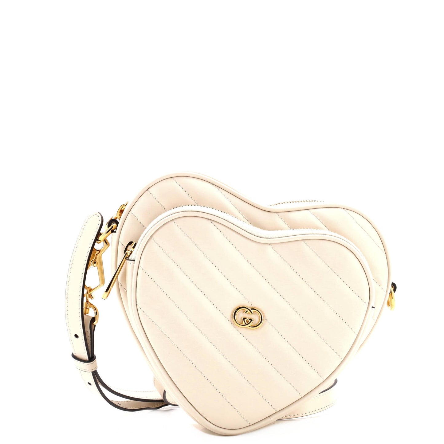 Interlocking G Heart Shoulder Bag Diagonal Quilted Leather Mini