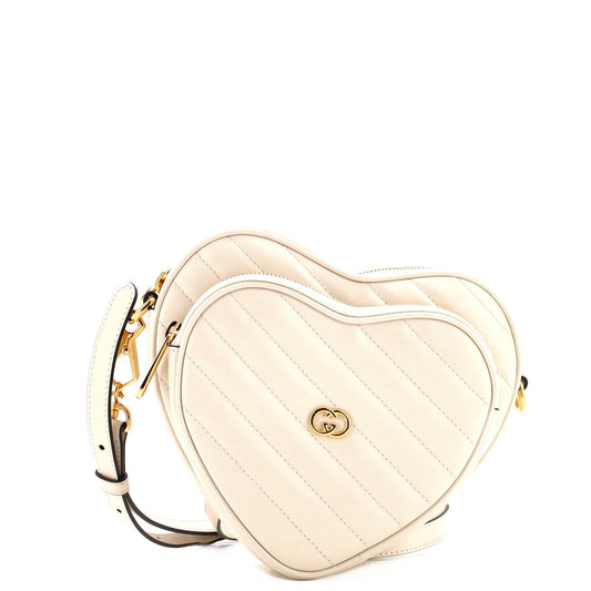 Interlocking G Heart Shoulder Bag Diagonal Quilted Leather Mini