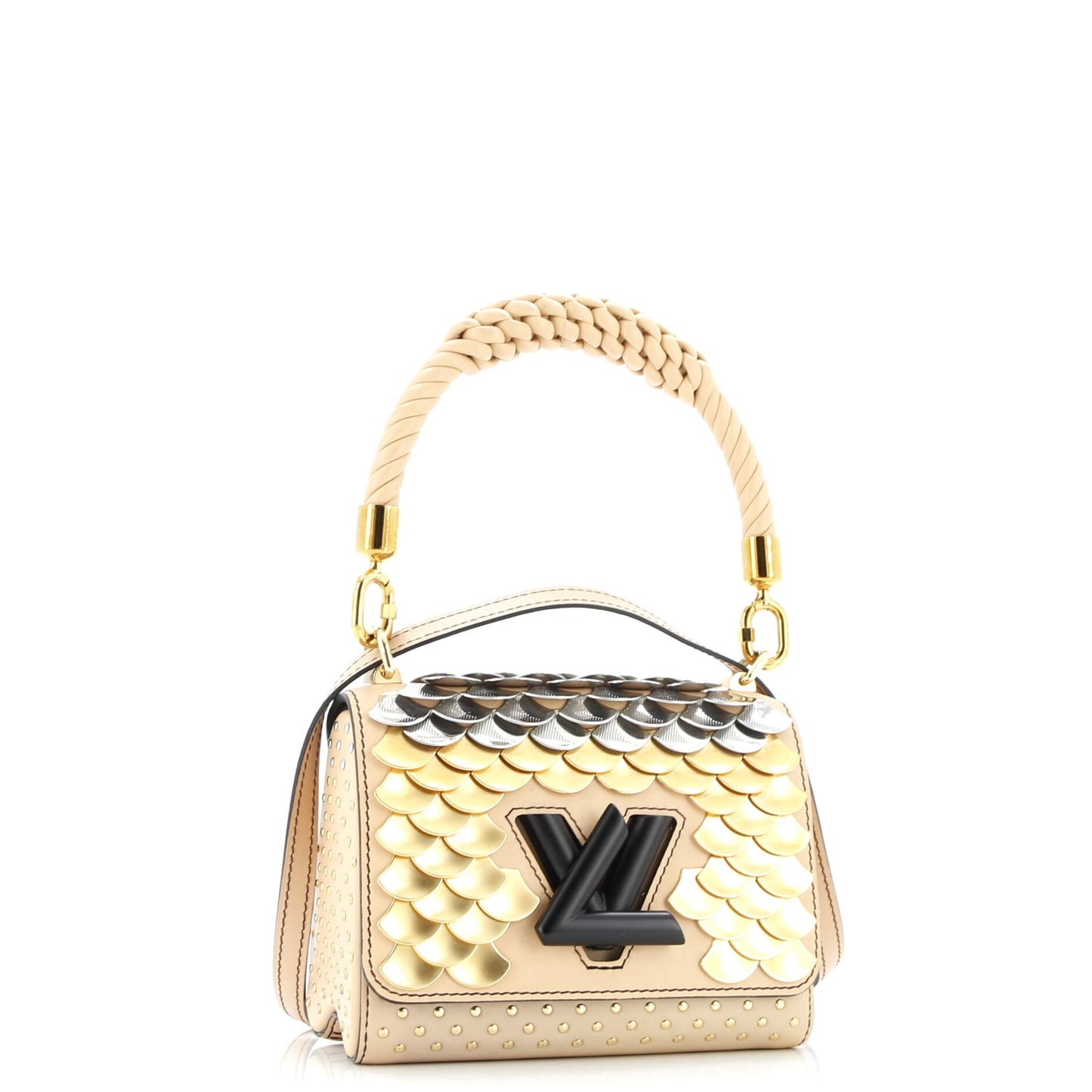 Braided Handle Twist Bag Embellished Leather PM