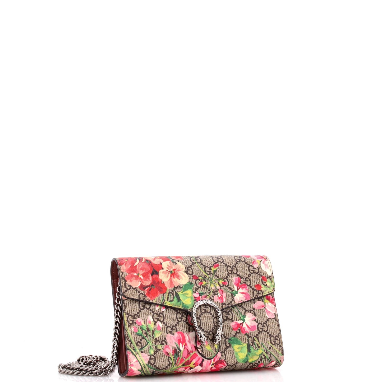 Dionysus Chain Wallet Blooms Print GG Coated Canvas Small