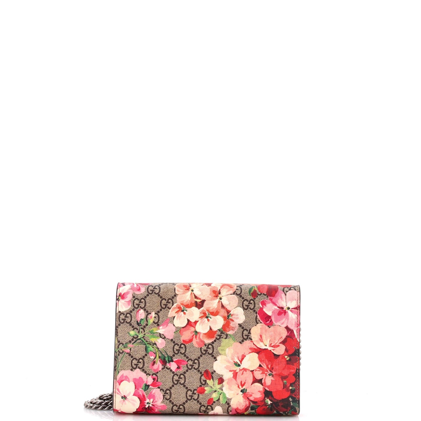 Dionysus Chain Wallet Blooms Print GG Coated Canvas Small