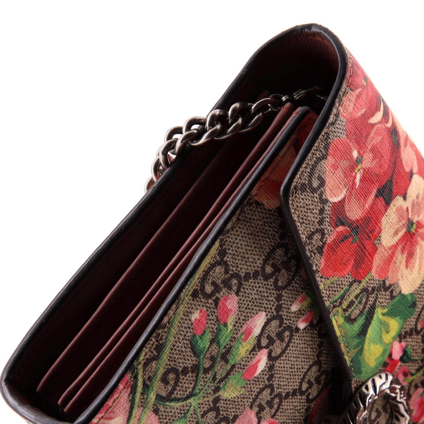 Dionysus Chain Wallet Blooms Print GG Coated Canvas Small