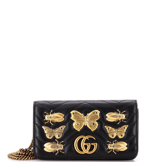 GG Marmont Chain Flap Bag Embellished Matelasse Leather Mini