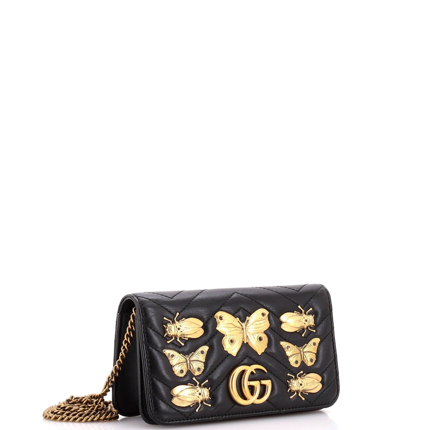 GG Marmont Chain Flap Bag Embellished Matelasse Leather Mini
