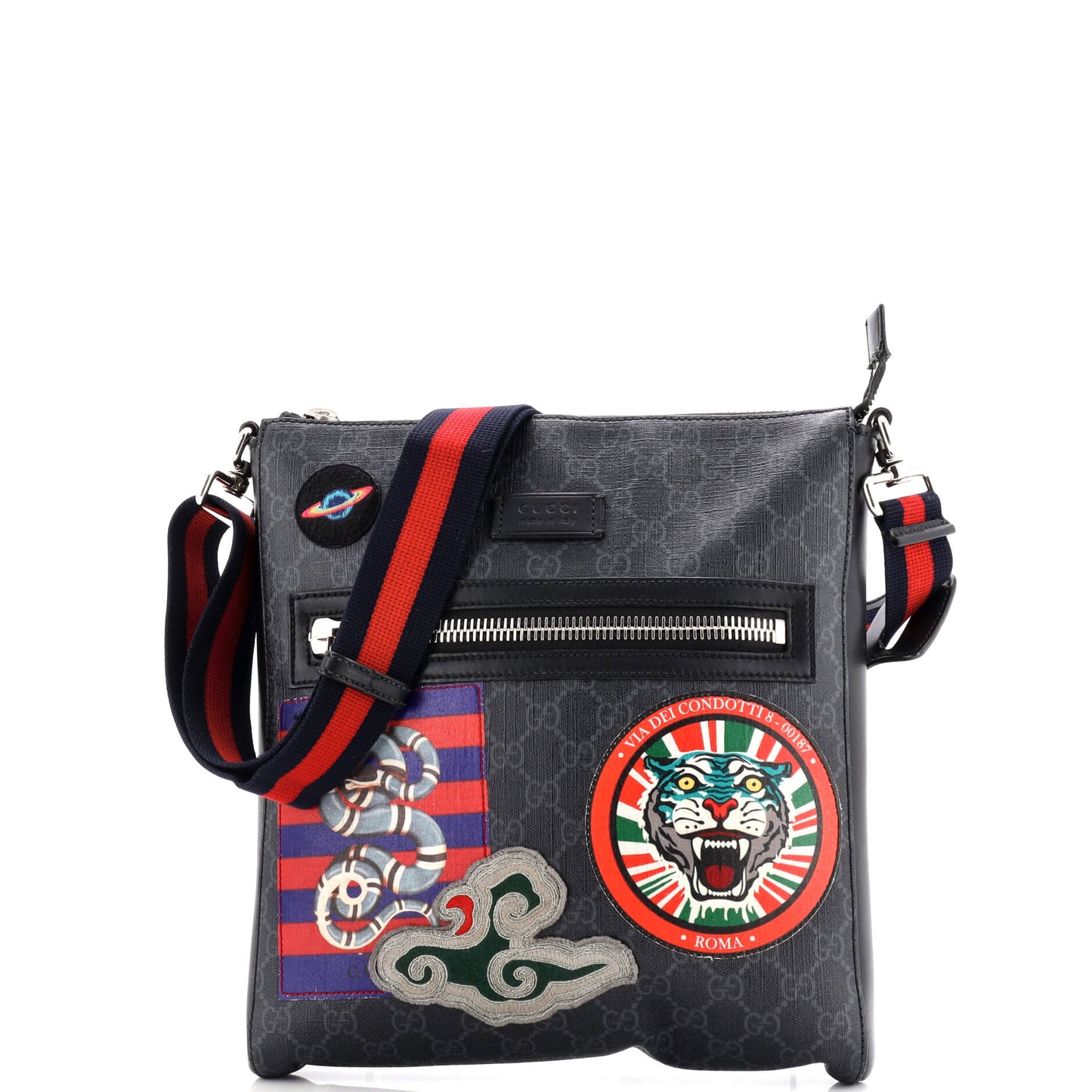 Night Courrier Zip Messenger GG Coated Canvas with Applique Small