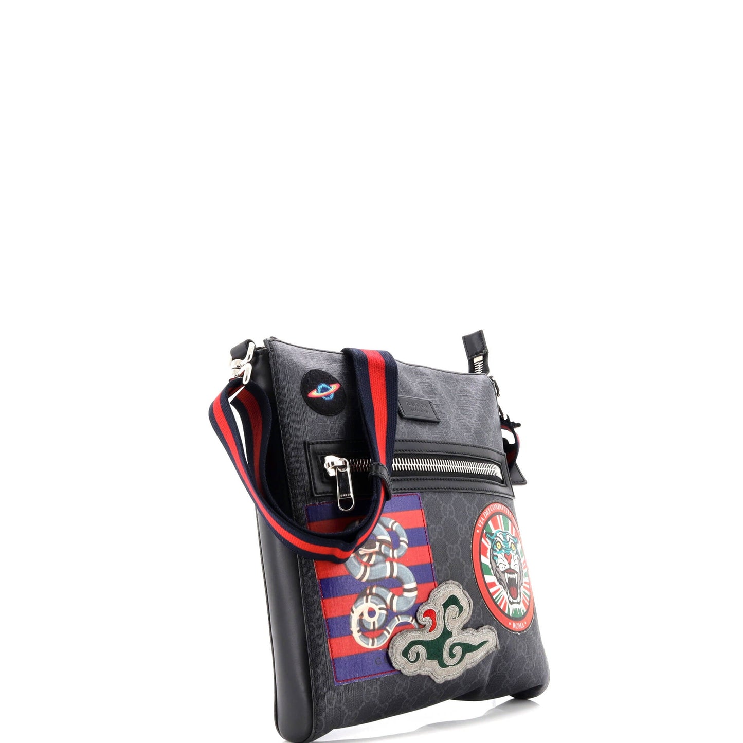 Night Courrier Zip Messenger GG Coated Canvas with Applique Small