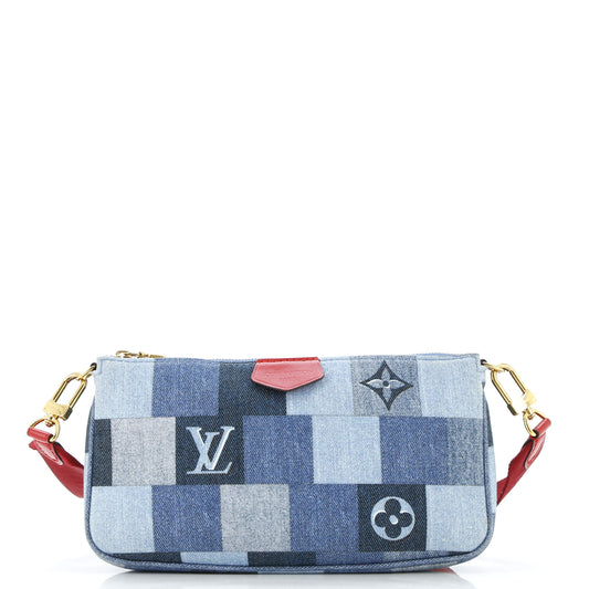 Multi Pochette Accessoires Damier and Monogram Patchwork Denim
