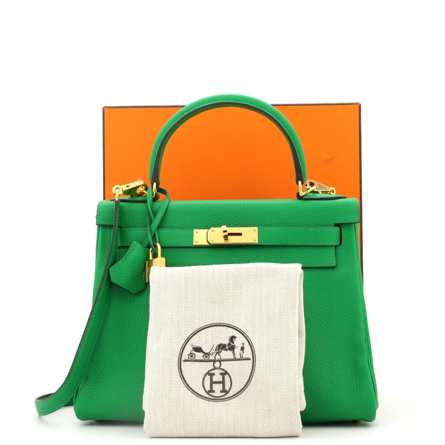 Kelly Handbag Bamboo Clemence with Gold Hardware 28