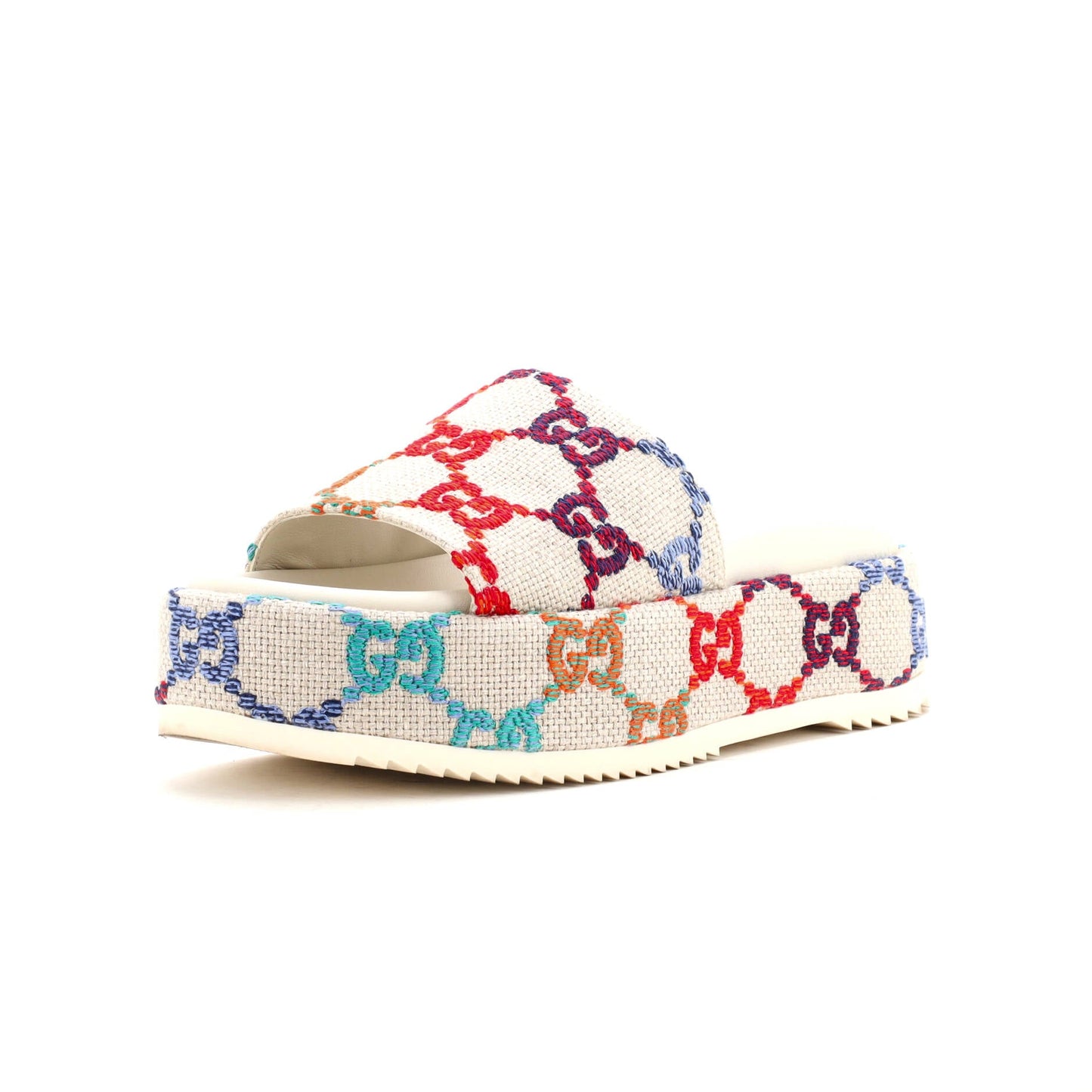 Women's Angelina Platform Slide Sandals Multicolor GG Linen