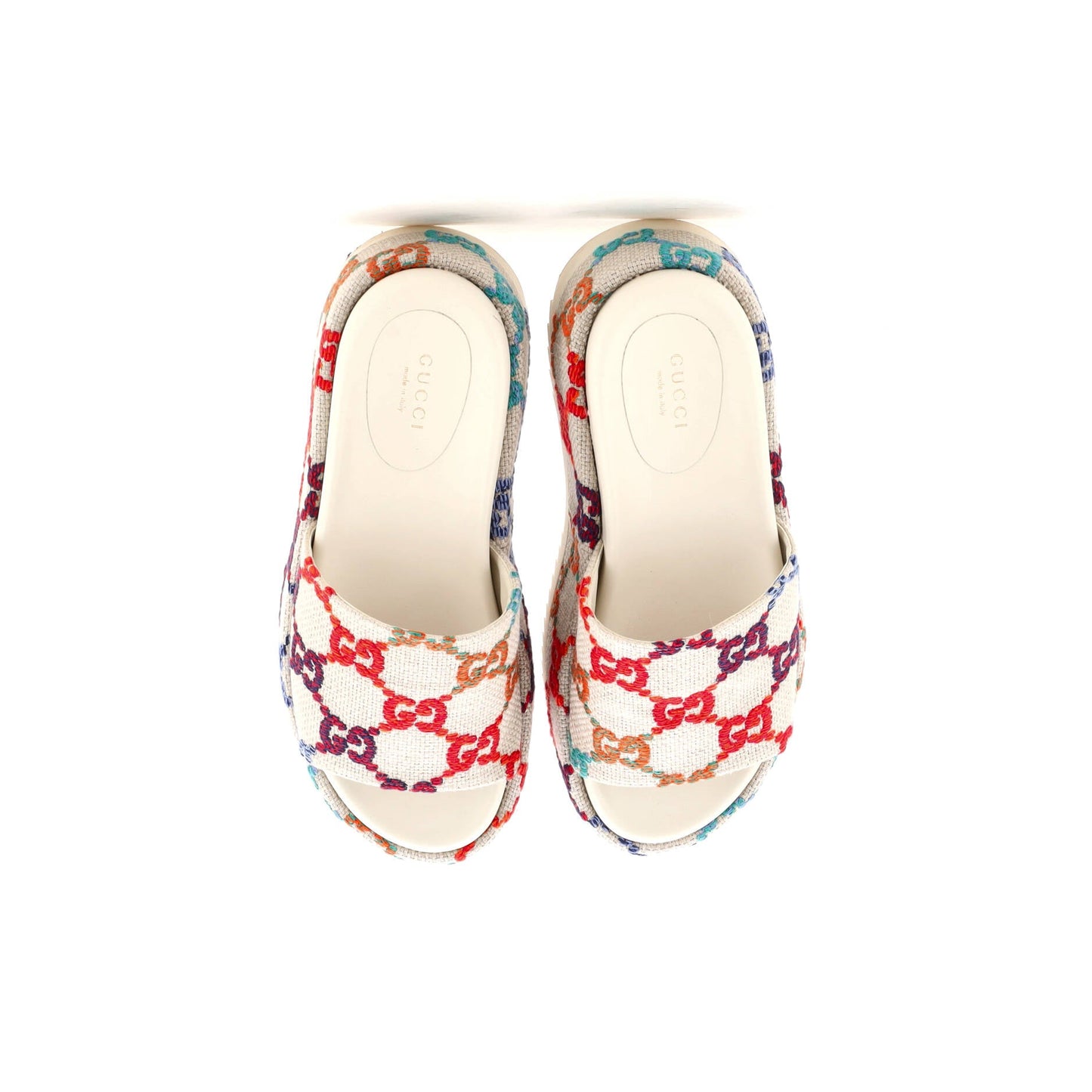 Women's Angelina Platform Slide Sandals Multicolor GG Linen