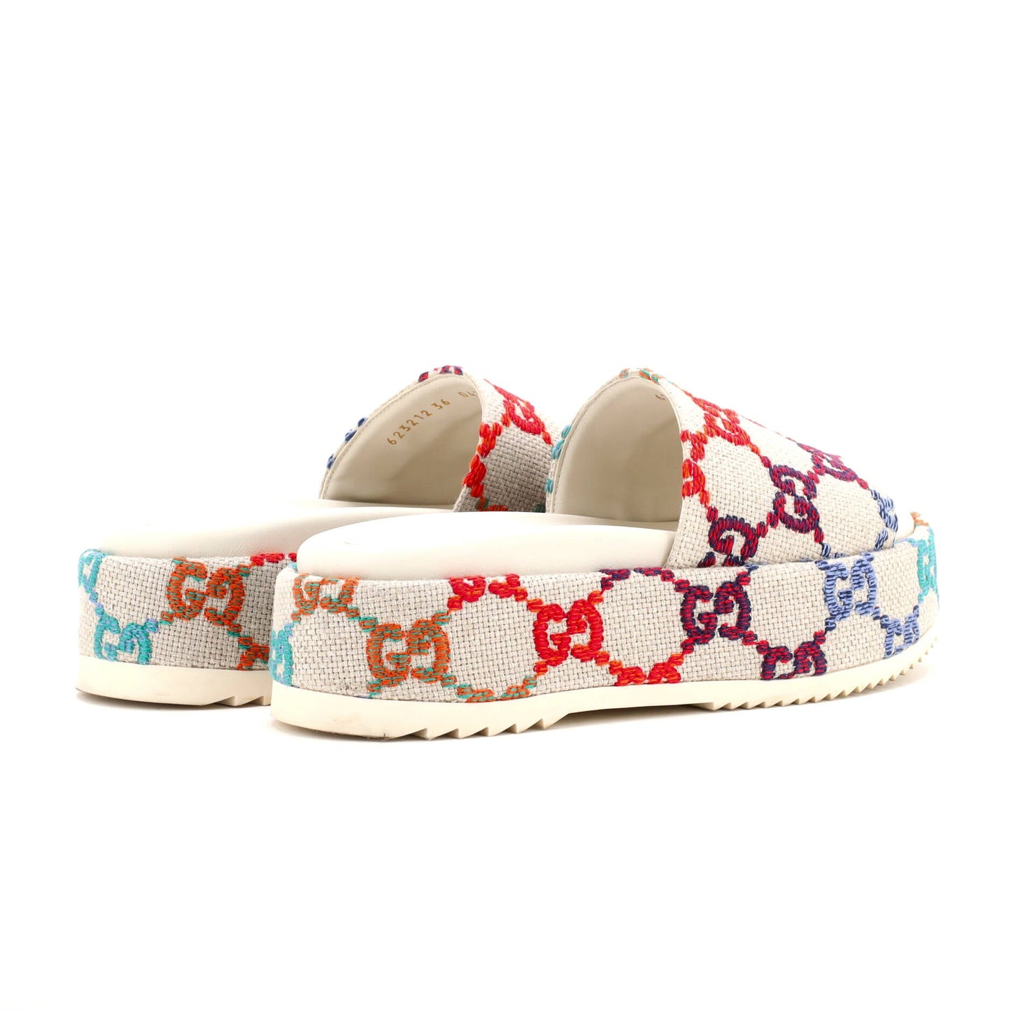 Women's Angelina Platform Slide Sandals Multicolor GG Linen