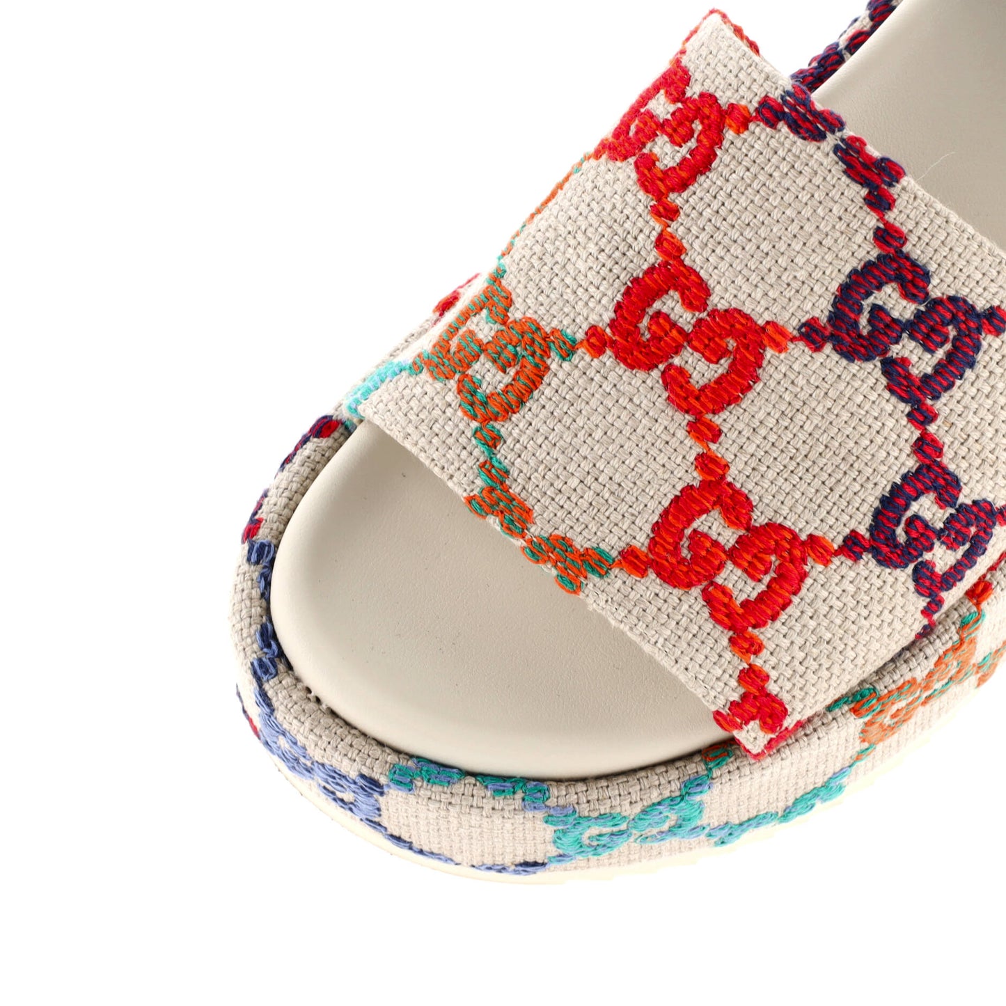 Women's Angelina Platform Slide Sandals Multicolor GG Linen