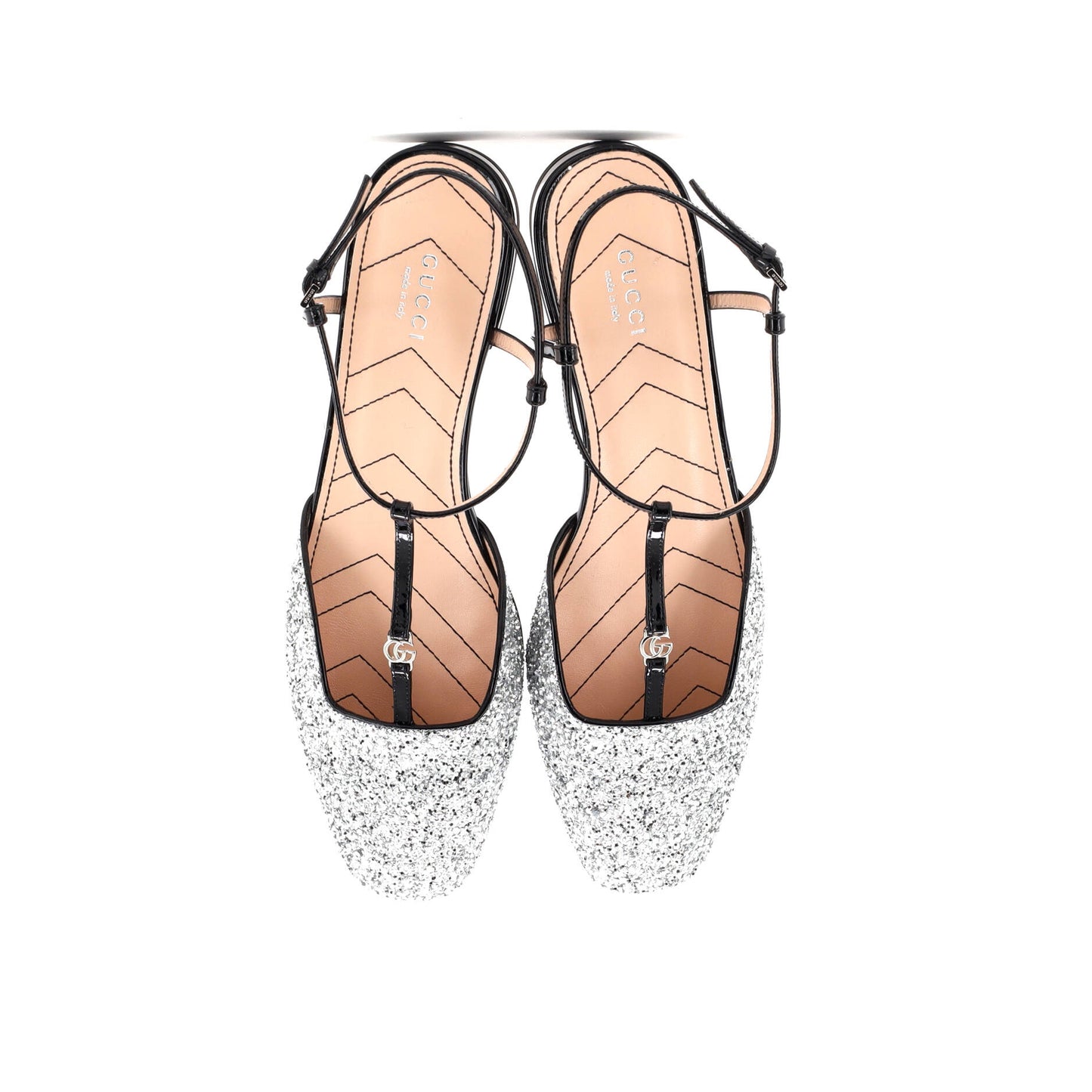 Women's GG Slingback Flats Glitter and Patent