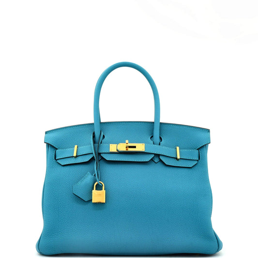 Birkin Handbag Turquoise Togo with Gold Hardware 30