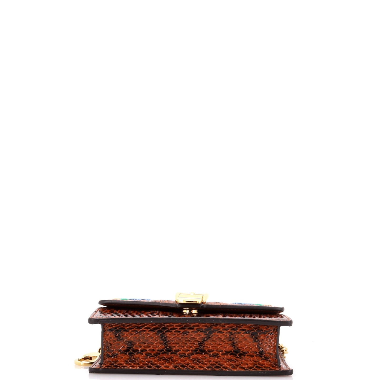 Sylvie Chain Shoulder Bag Embroidered Snakeskin Super Mini
