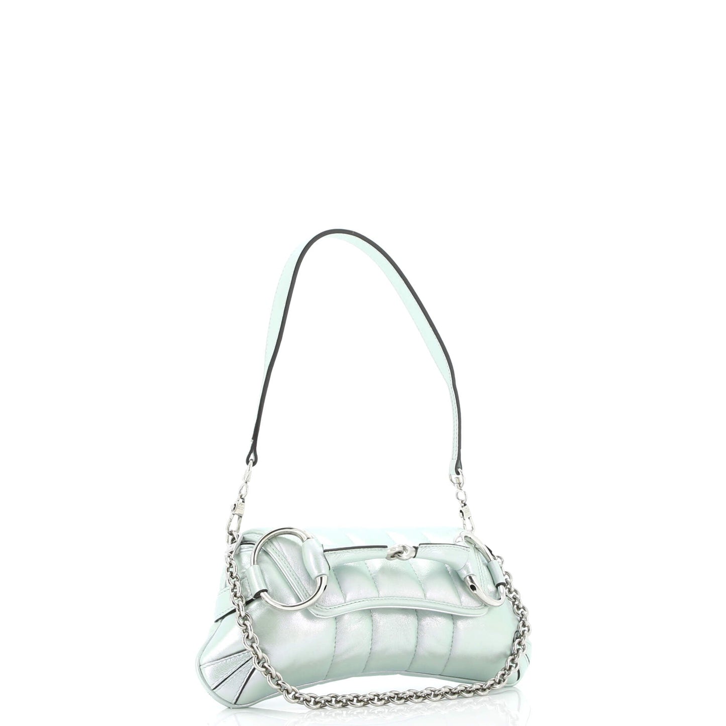 Horsebit Chain Shoulder Bag Vertical Quilted Leather Small