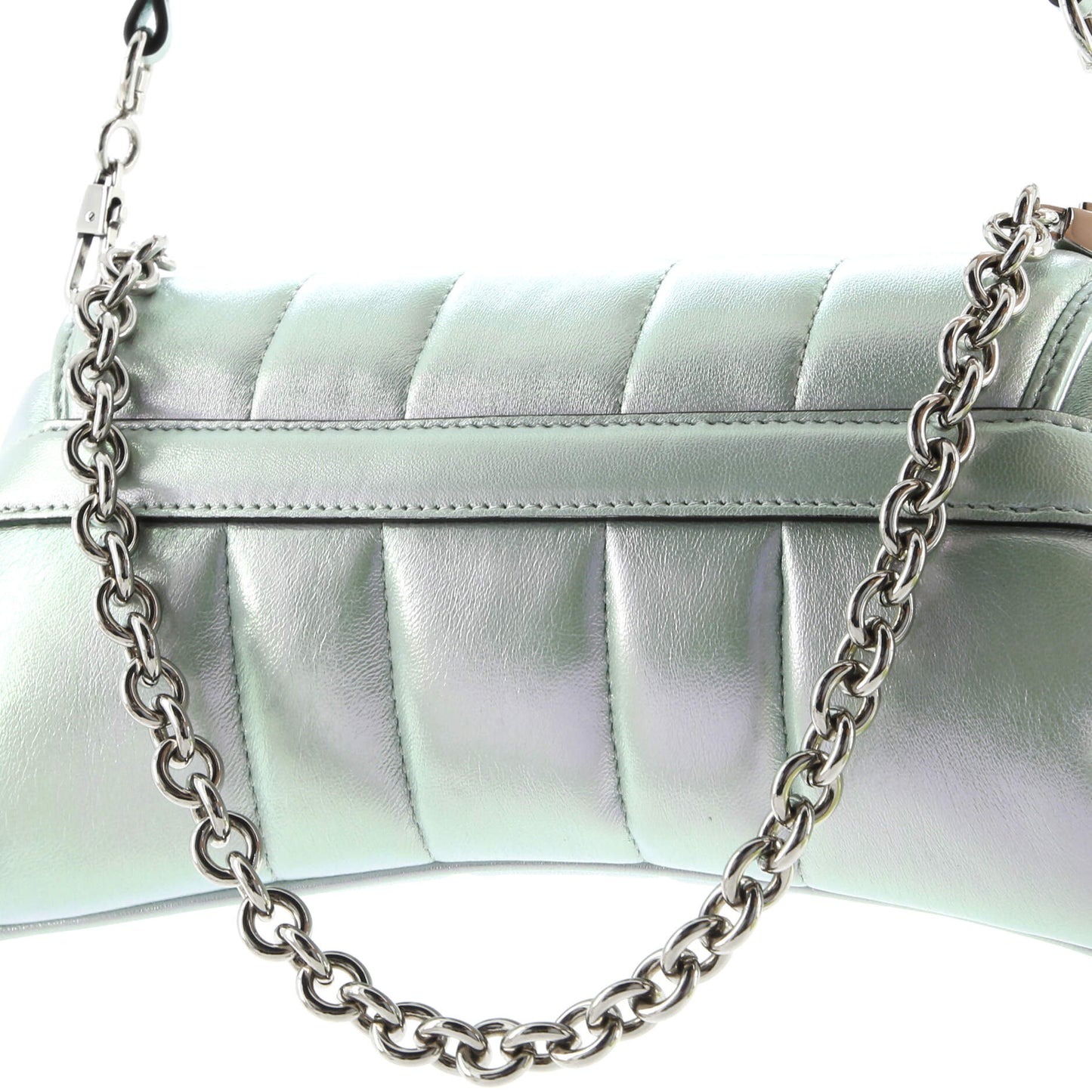 Horsebit Chain Shoulder Bag Vertical Quilted Leather Small