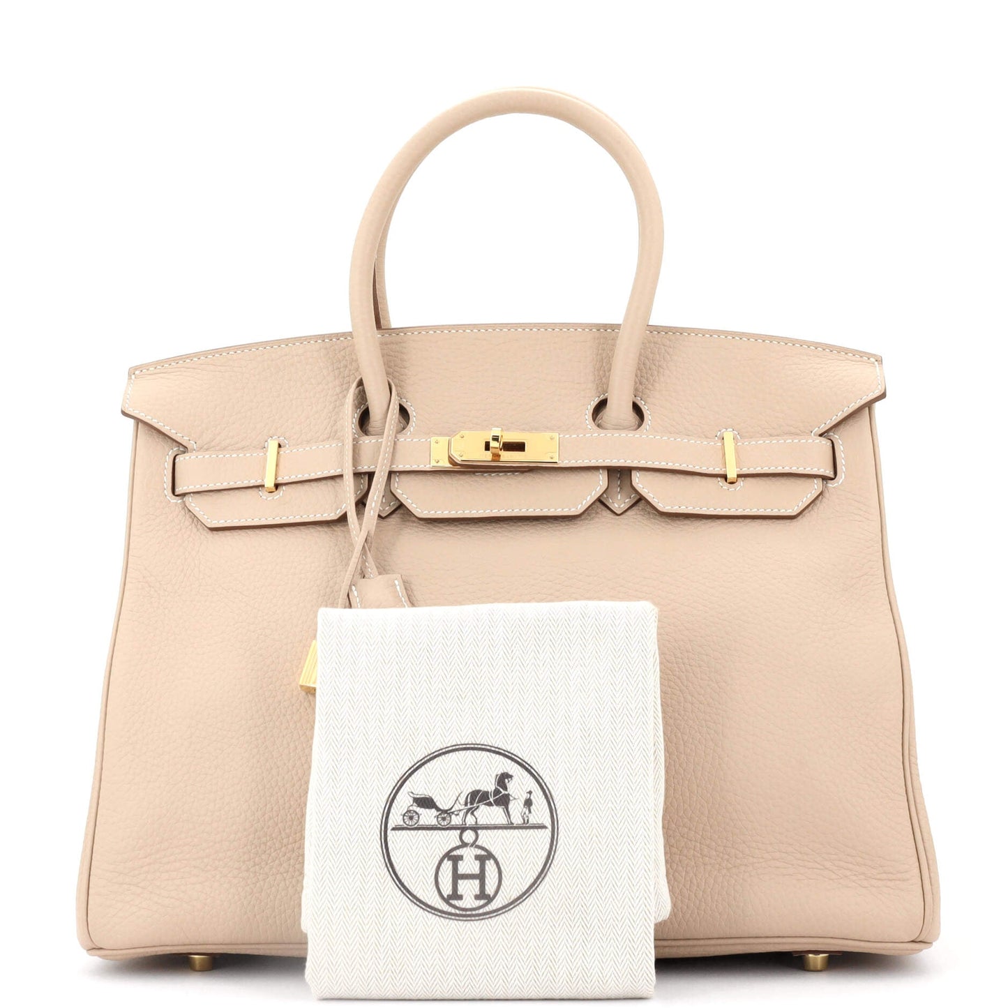 Birkin Handbag Light Clemence with Gold Hardware 35