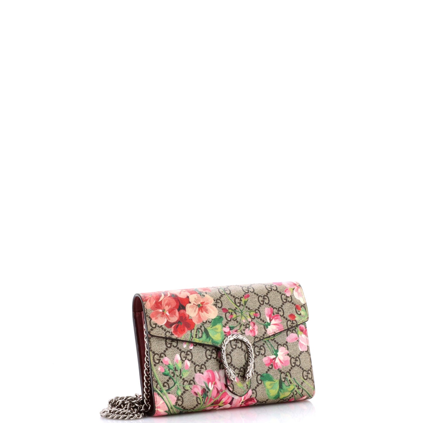 Dionysus Chain Wallet Blooms Print GG Coated Canvas Small