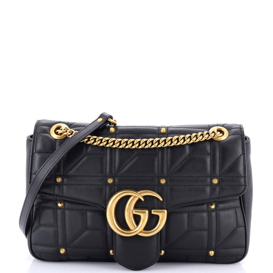 GG Marmont Flap Bag Studded Matelasse Leather Medium