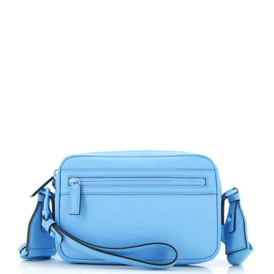 Front Zip Crossbody Bag GG Rubber Effect Leather Small