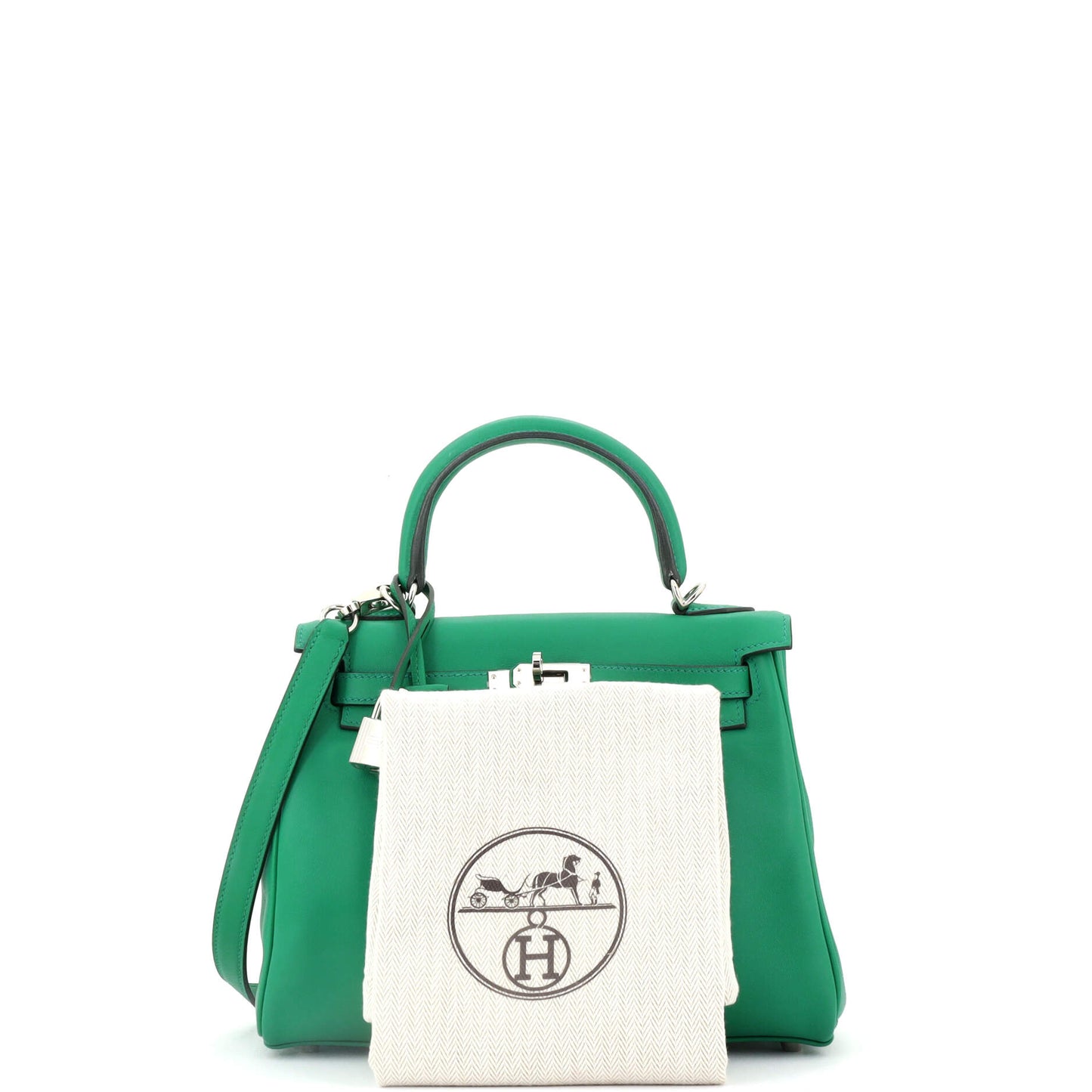 Kelly Handbag Vert Vertigo Swift with Palladium Hardware 25