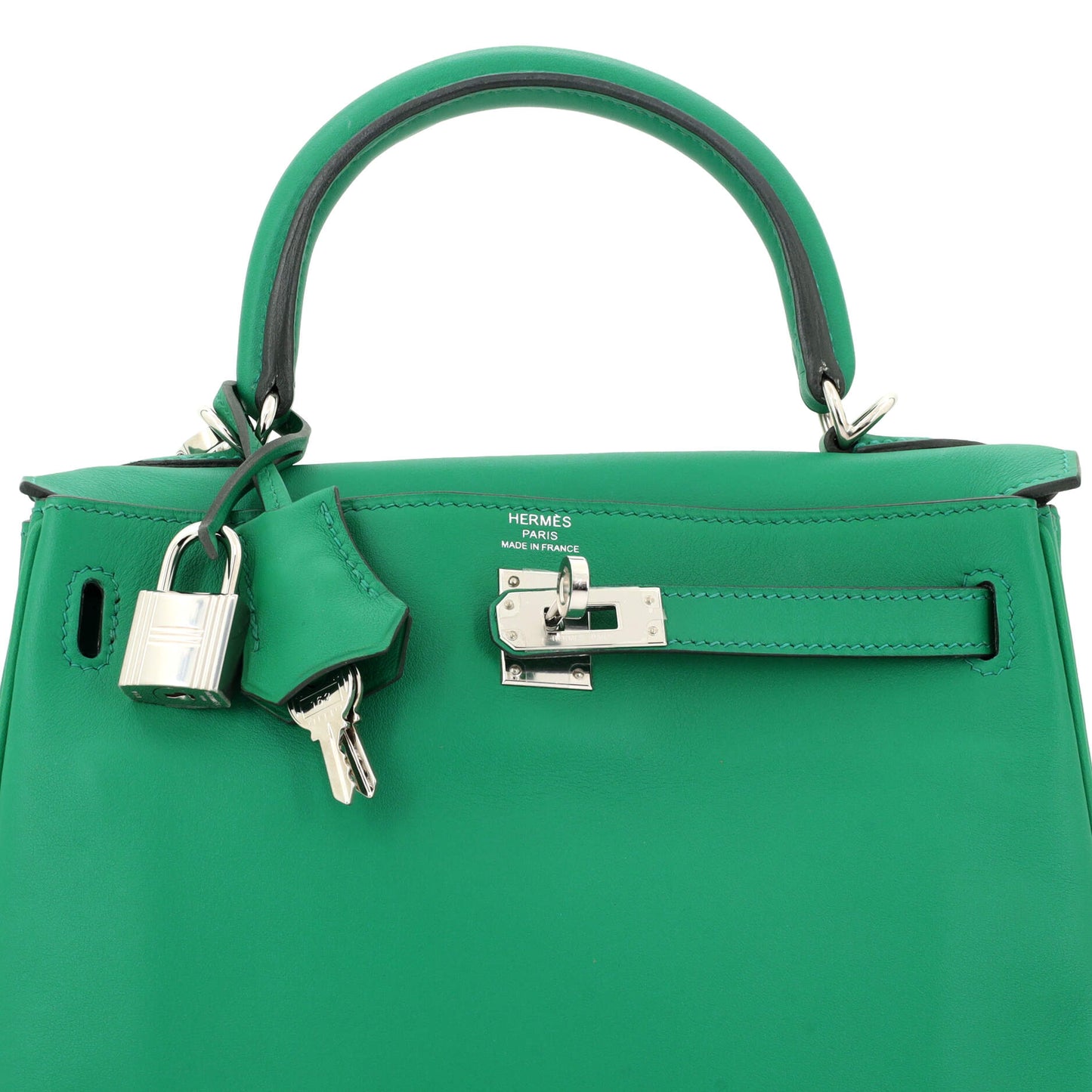 Kelly Handbag Vert Vertigo Swift with Palladium Hardware 25