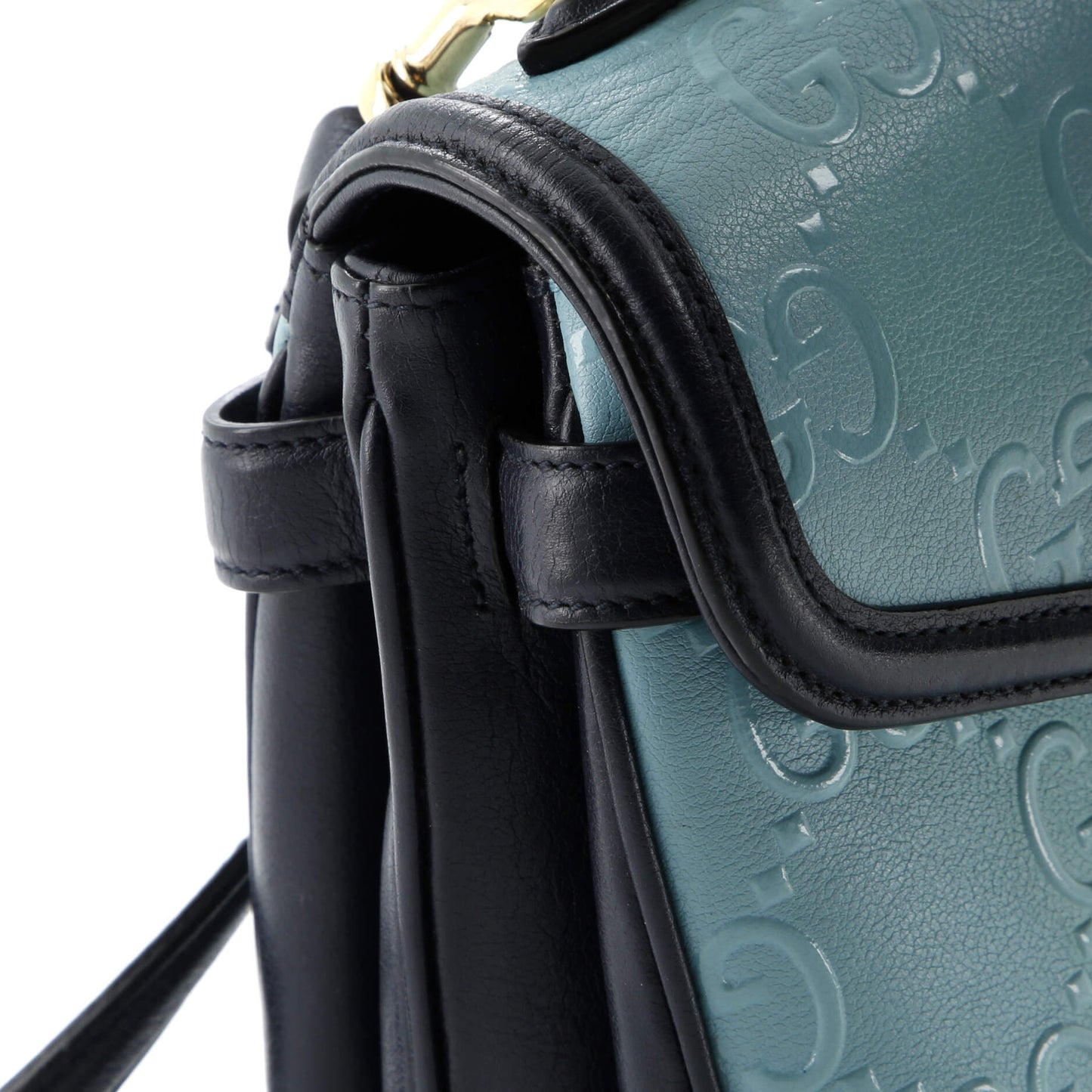 GG Padlock Top Handle Bag GG Embossed Leather Small