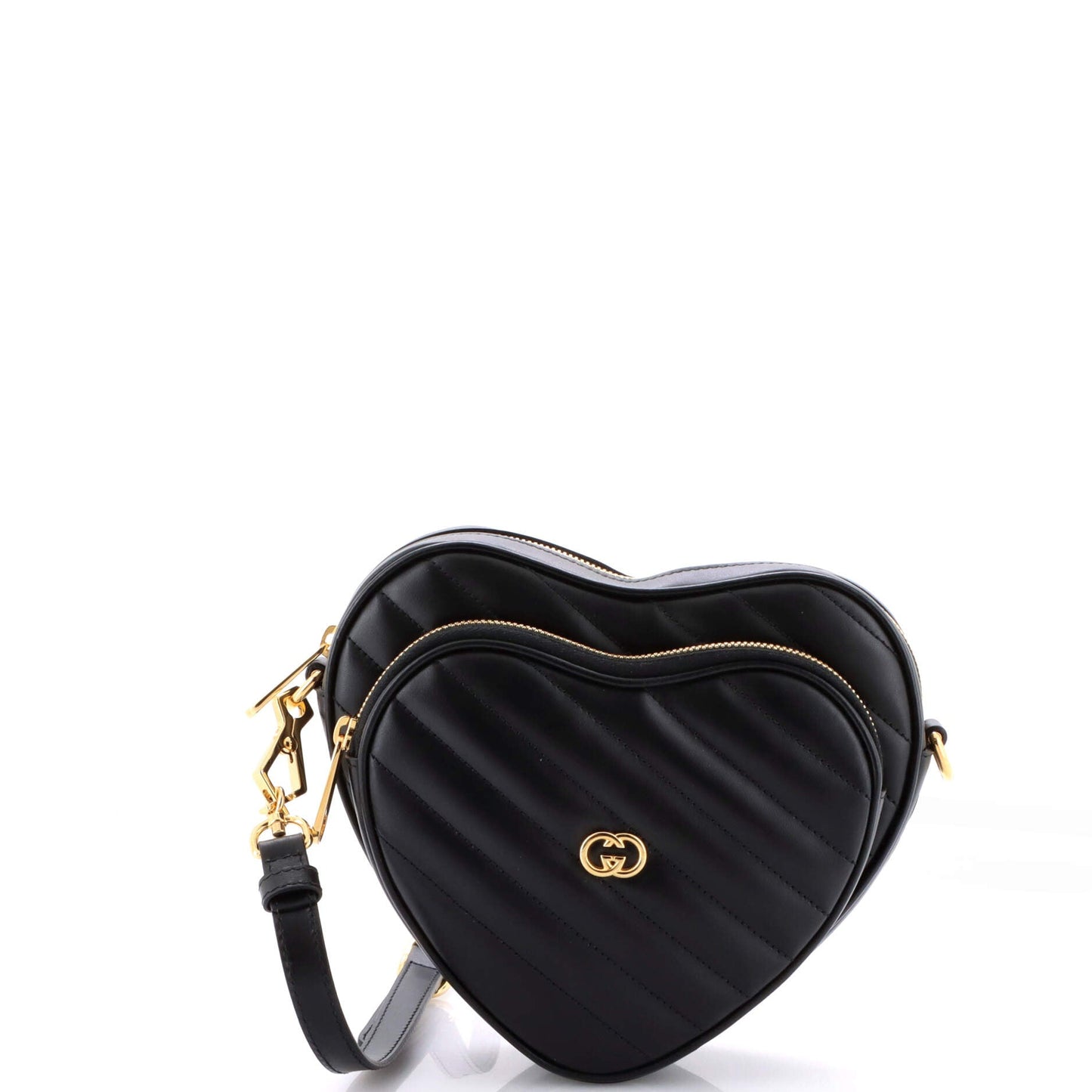 Interlocking G Heart Shoulder Bag Diagonal Quilted Leather Mini